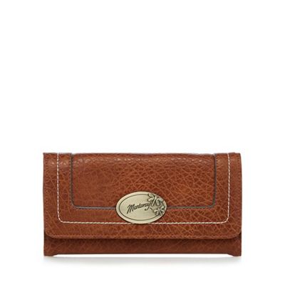 Tan contrast stitch large flap over purse